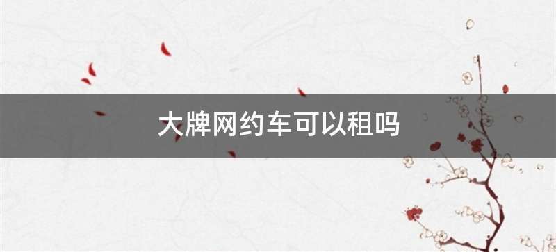 大牌网约车可以租吗