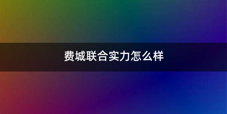 费城联合实力怎么样