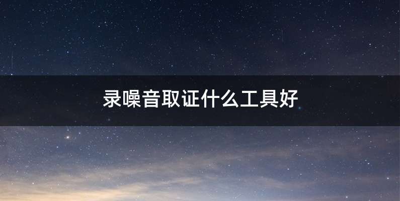 录噪音取证什么工具好