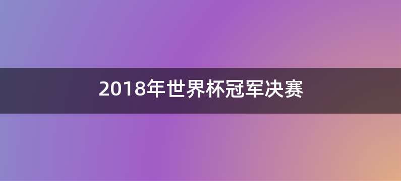 2018年世界杯冠军决赛