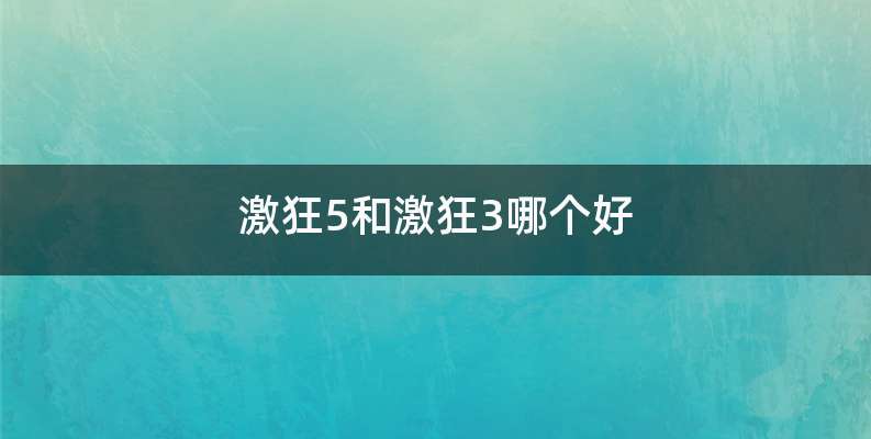 激狂5和激狂3哪个好