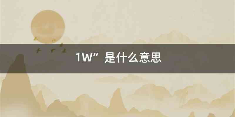 1W”是什么意思