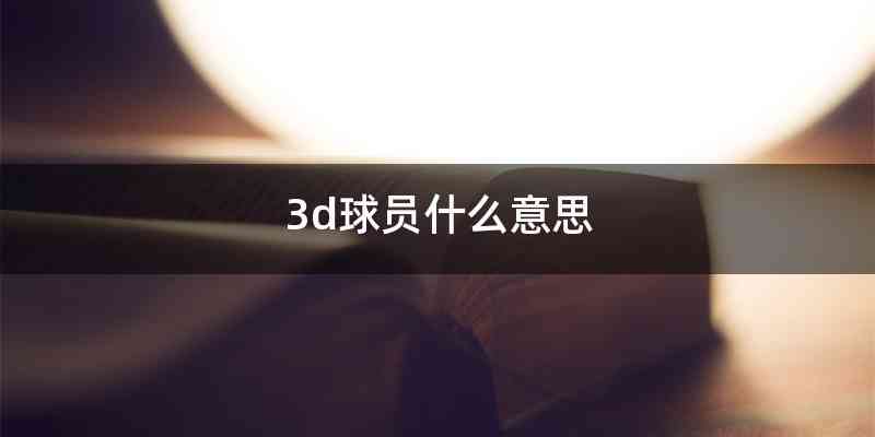 3d球员什么意思