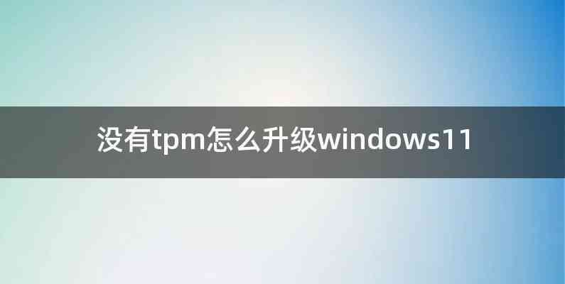 没有tpm怎么升级windows11