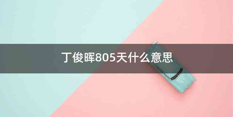 丁俊晖805天什么意思