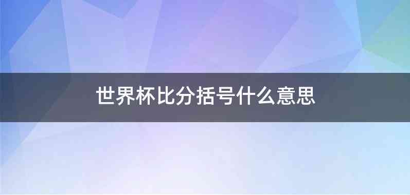 世界杯比分括号什么意思