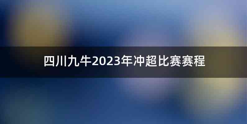 四川九牛2023年冲超比赛赛程