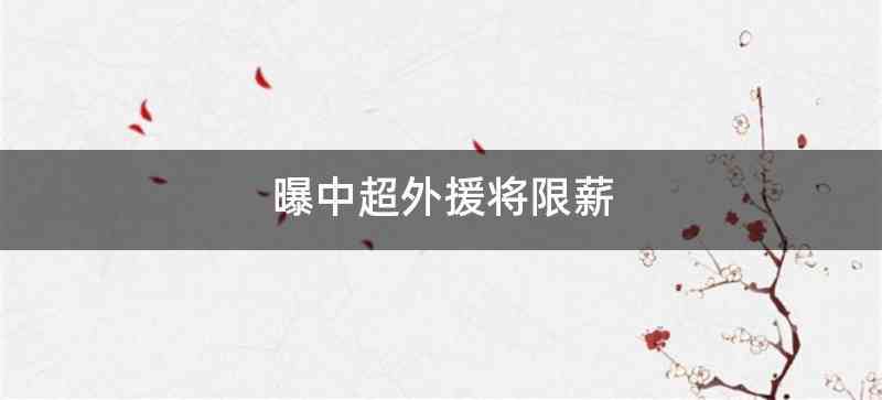 曝中超外援将限薪