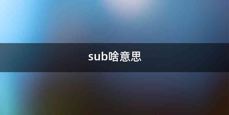 sub啥意思