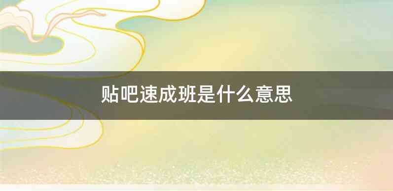 贴吧速成班是什么意思