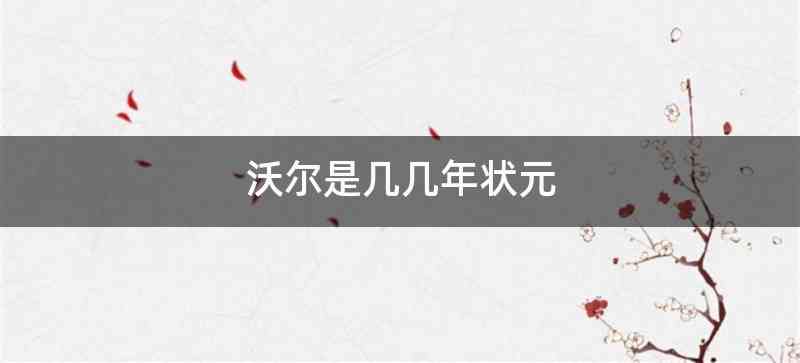 沃尔是几几年状元