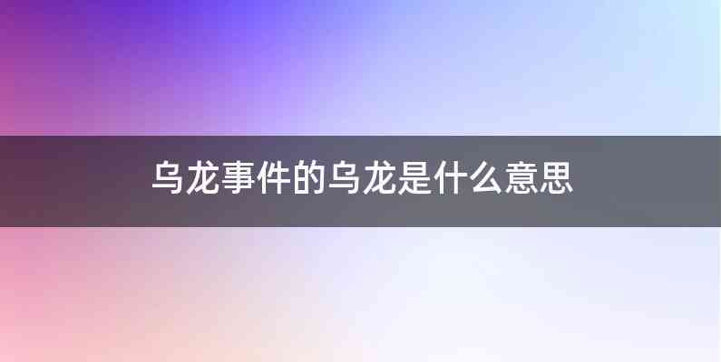 乌龙事件的乌龙是什么意思