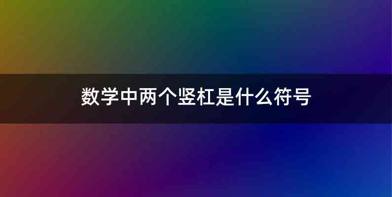 数学中两个竖杠是什么符号