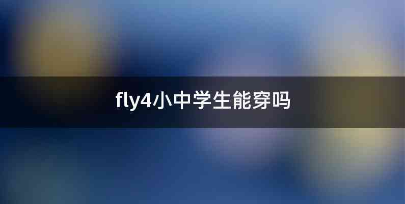 fly4小中学生能穿吗