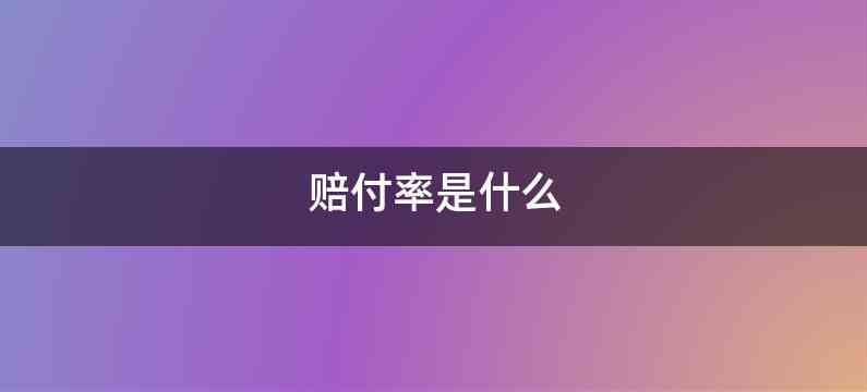 赔付率是什么