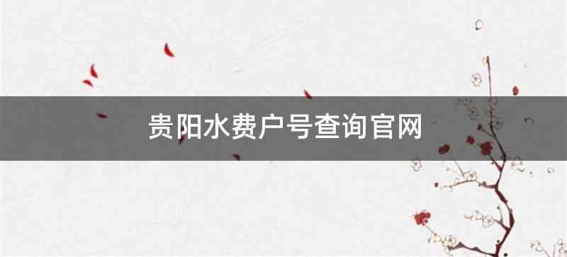 贵阳水费户号查询官网