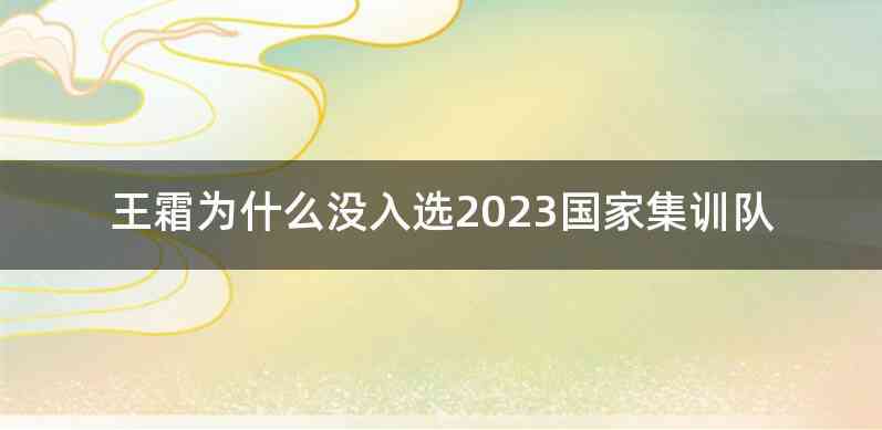 王霜为什么没入选2023国家集训队