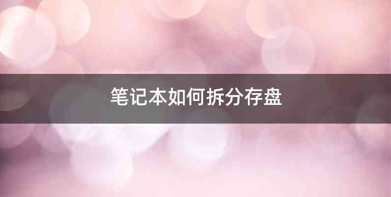 笔记本如何拆分存盘