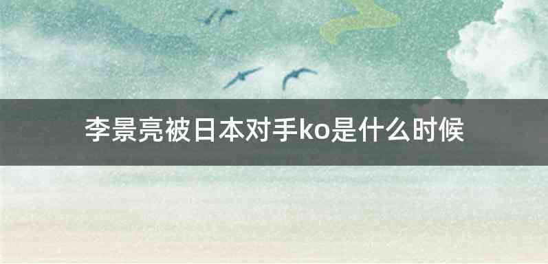 李景亮被日本对手ko是什么时候