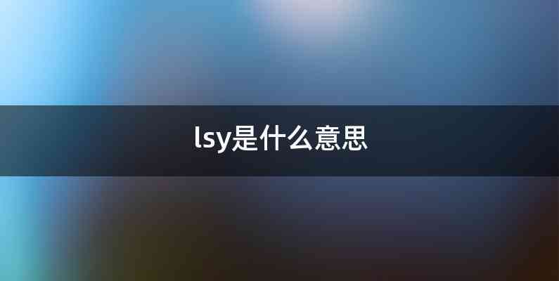 lsy是什么意思