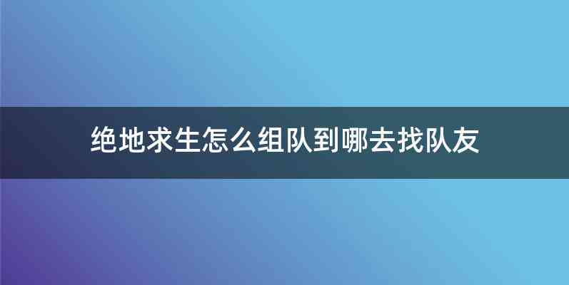 绝地求生怎么组队到哪去找队友