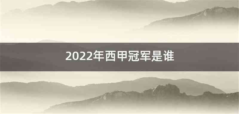 2022年西甲冠军是谁