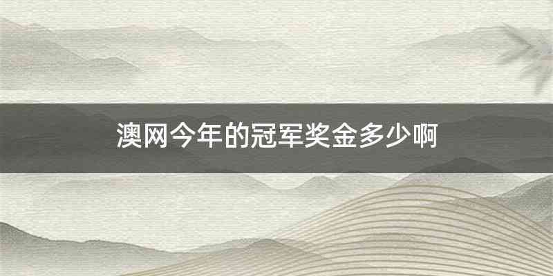 澳网今年的冠军奖金多少啊