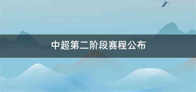 中超第二阶段赛程公布