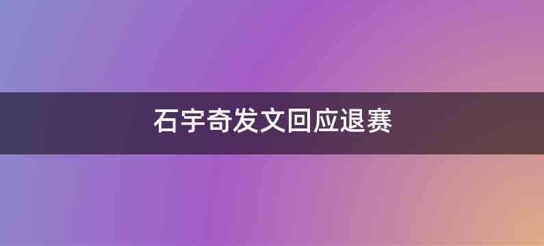 石宇奇发文回应退赛