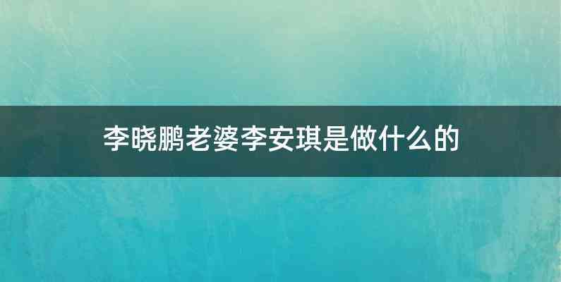 李晓鹏老婆李安琪是做什么的