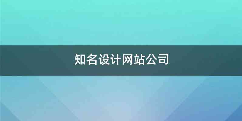 知名设计网站公司