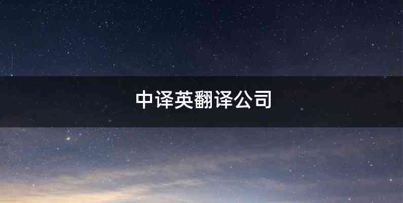 中译英翻译公司