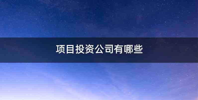 项目投资公司有哪些