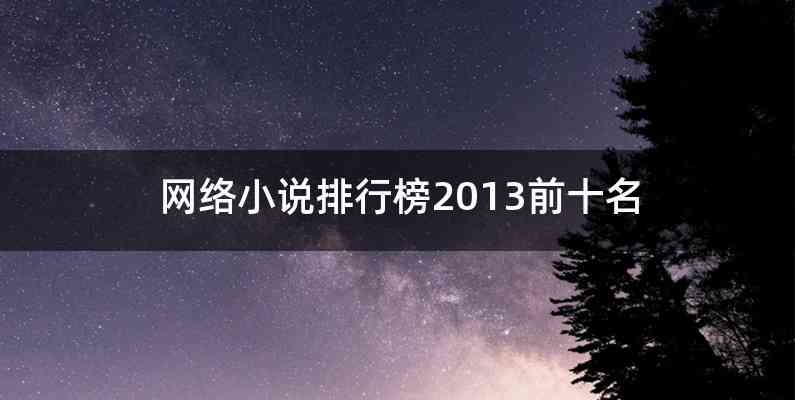网络小说排行榜2013前十名