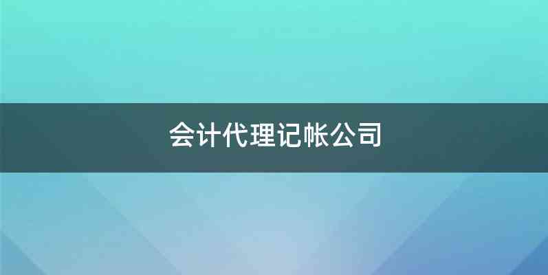 会计代理记帐公司