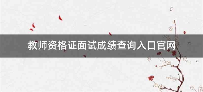 教师资格证面试成绩查询入口官网