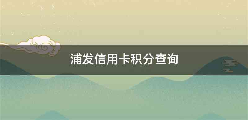 浦发信用卡积分查询