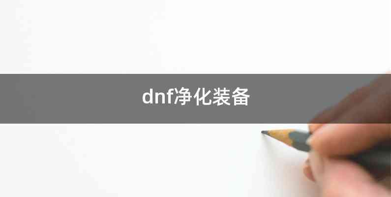 dnf净化装备