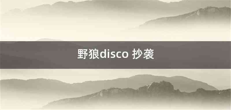 野狼disco 抄袭