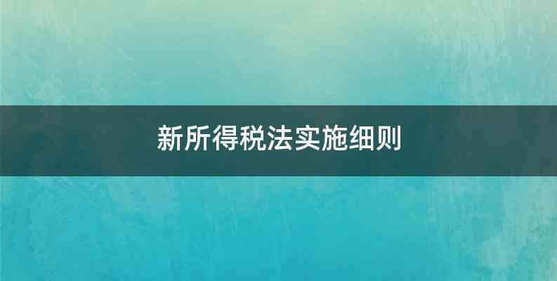 新所得税法实施细则