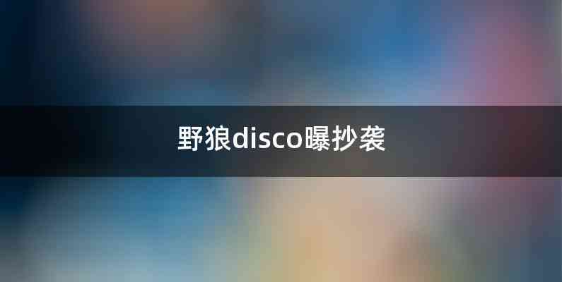 野狼disco曝抄袭