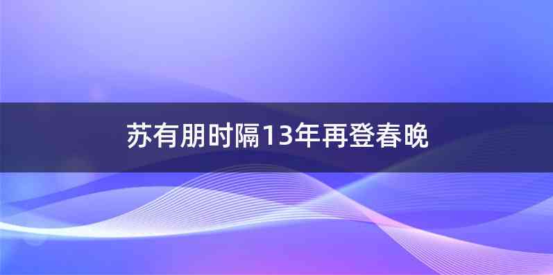 苏有朋时隔13年再登春晚