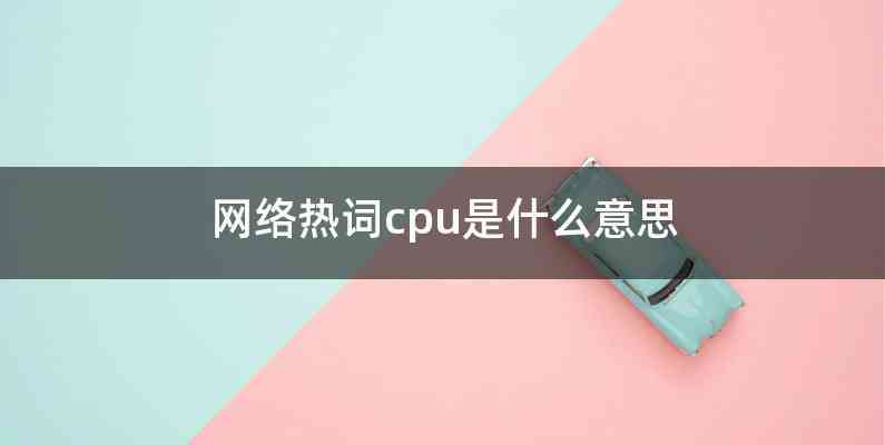 网络热词cpu是什么意思