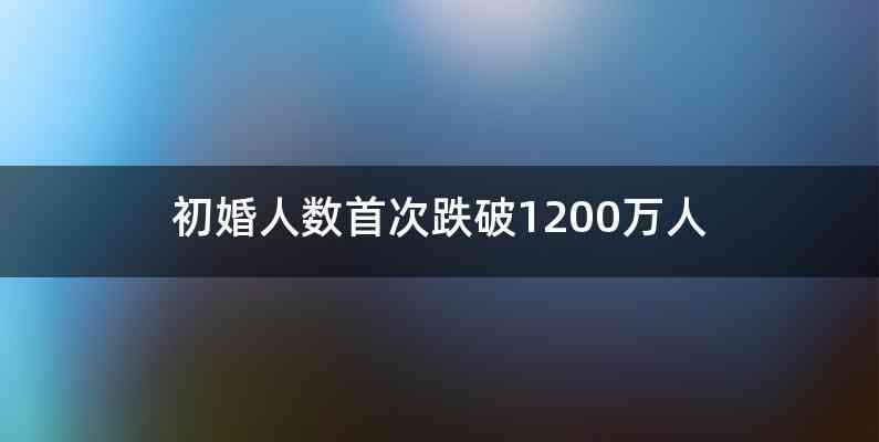 初婚人数首次跌破1200万人