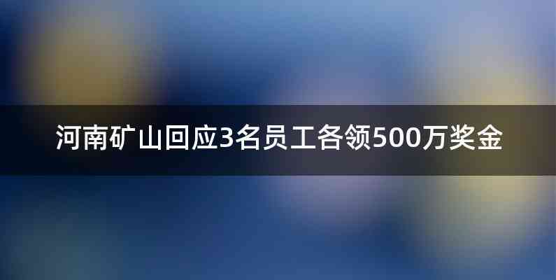 河南矿山回应3名员工各领500万奖金